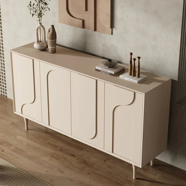 Auvergne Modern Sideboard Cabinet – Cream White MDF & Carbon Steel Storage Unit, Contemporary Buffet Cupboard for Living & Dining Room - Sleek Furniture
