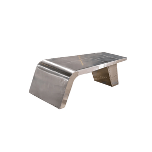 Aviator Aluminium Coffee Table in Silver Finish – Modern Industrial Living Room Centre Table with Riveted Aviation Design - Sleek Furniture