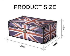 Aviator Union Jack Suitcase Coffee Table – Industrial Vintage Trunk Storage Chest Table with MDF & PU Leather Finish – Contemporary Living Room Center Table with Hidden Storage - Sleek Furniture