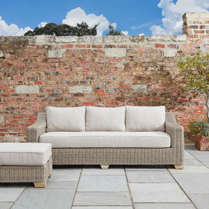 Capri Collection Outdoor 3-Seater Sofa All-Weather HDPE Wicker with Olefin Cushions & Aluminum Frame - My Store