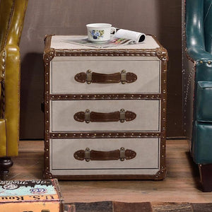 B13 Aviator Bedside Table with PU Leather Finish | Contemporary Beige Suitcase Style Nightstand with Storage Drawer | Modern MDF Accent Furniture for Bedroom - Sleek Furniture