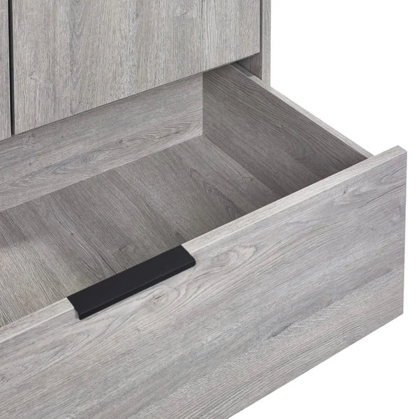 Bali 2 Door Wardrobe with 1 Drawer and Shelf – Grey Oak Finish Bedroom Storage Unit with Industrial Style - Sleek Furniture