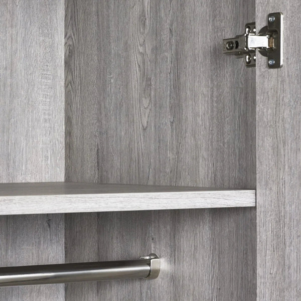 Bali 2 Door Wardrobe with 1 Drawer and Shelf – Grey Oak Finish Bedroom Storage Unit with Industrial Style - Sleek Furniture