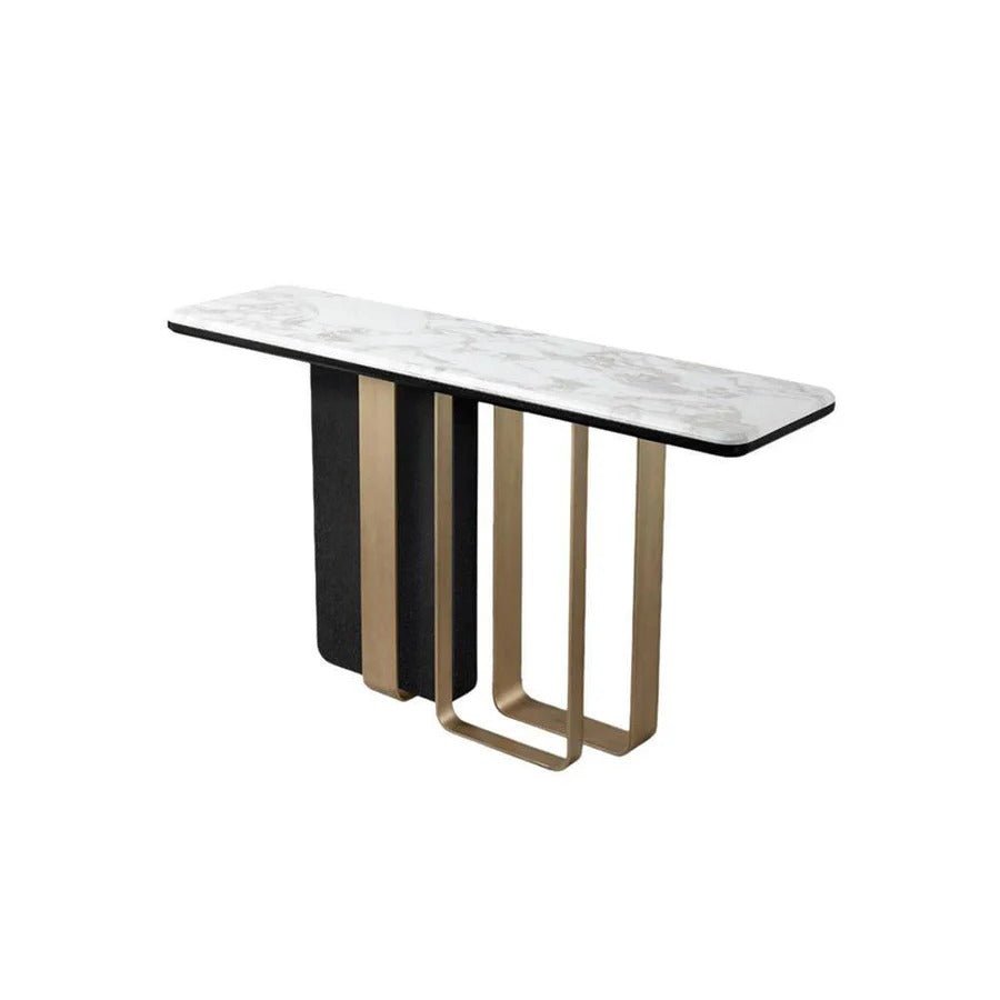 Barbican Console Table – Gold Metal Frame with Rosewood Finish, Modern Hallway & Living Room Accent Table - Sleek Furniture