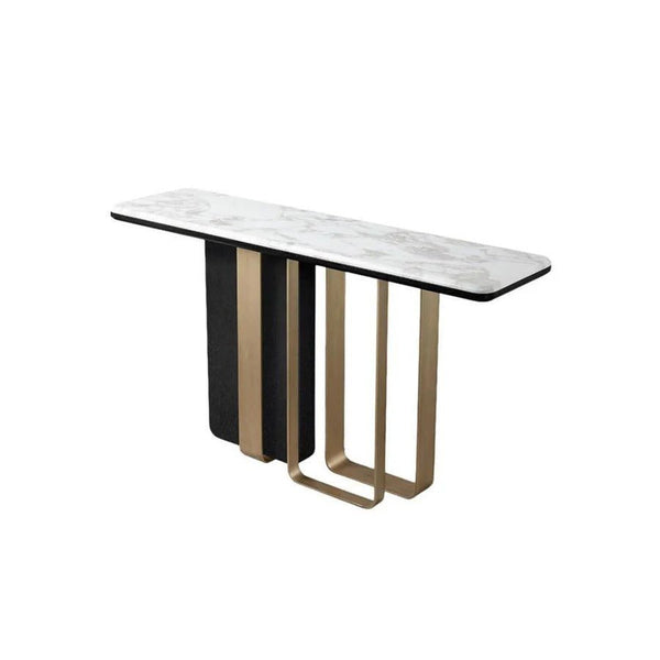 Barbican Console Table – Gold Metal Frame with Rosewood Finish, Modern Hallway & Living Room Accent Table - Sleek Furniture
