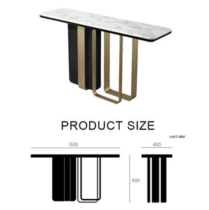Barbican Console Table – Gold Metal Frame with Rosewood Finish, Modern Hallway & Living Room Accent Table - Sleek Furniture
