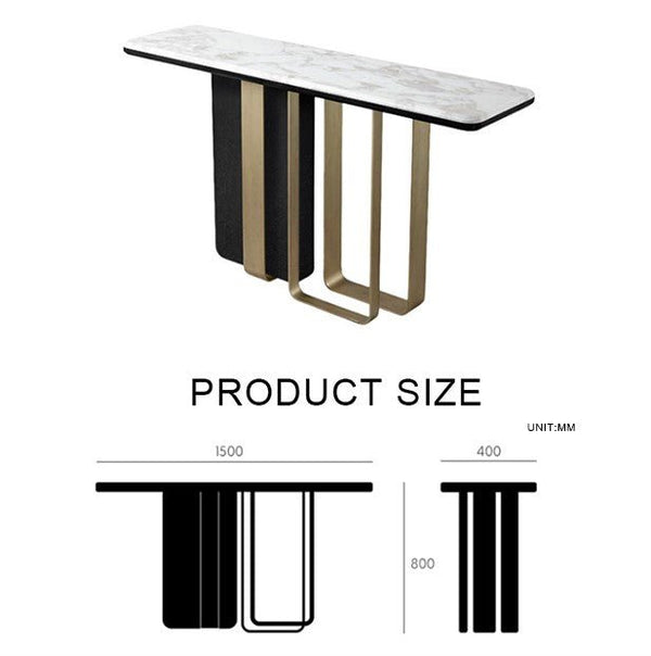 Barbican Console Table – Gold Metal Frame with Rosewood Finish, Modern Hallway & Living Room Accent Table - Sleek Furniture