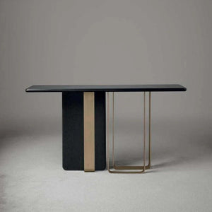 Barbican Console Table – Gold Metal Frame with Rosewood Finish, Modern Hallway & Living Room Accent Table - Sleek Furniture