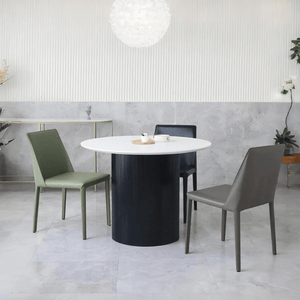 Barbican Round Dining Table Wooden Modern Kitchen & Dining Table in Oak or White Finish for 2 to 4 Seaters - Sleek Furniture
