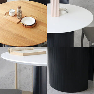 Barbican Round Dining Table Wooden Modern Kitchen & Dining Table in Oak or White Finish for 2 to 4 Seaters - Sleek Furniture