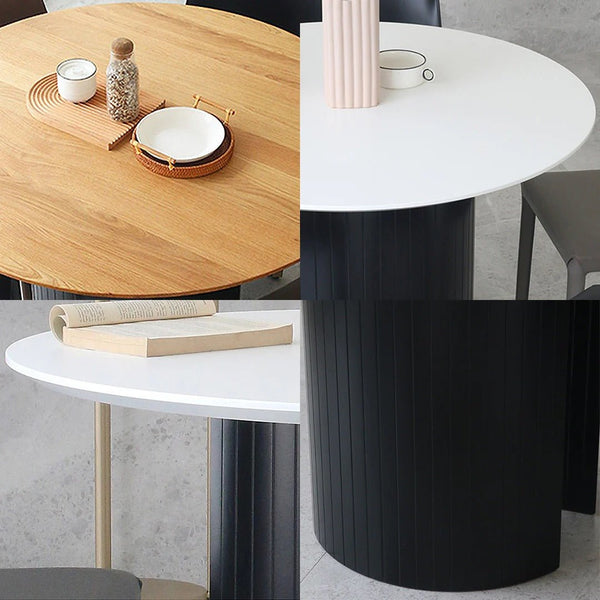 Barbican Round Dining Table Wooden Modern Kitchen & Dining Table in Oak or White Finish for 2 to 4 Seaters - Sleek Furniture