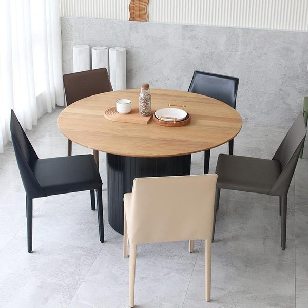 Barbican Round Dining Table Wooden Modern Kitchen & Dining Table in Oak or White Finish for 2 to 4 Seaters - Sleek Furniture