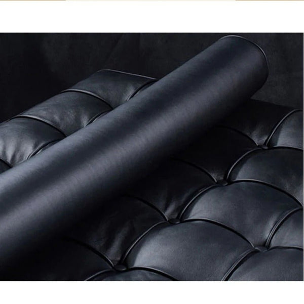 Barcelona Real Leather Daybed – Modern Black Chaise Lounge Sofa with Steel Frame, Contemporary Living Room Day Bed - Sleek Furniture