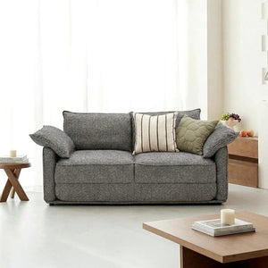 Barghouti Two Seater Sofa Bed, Linen Upholstered Pull Out Double Sofa Bed, Modern Fold Out Sleeper Sofa for Living Room & Guest Room, Dark Grey - Sleek Furniture