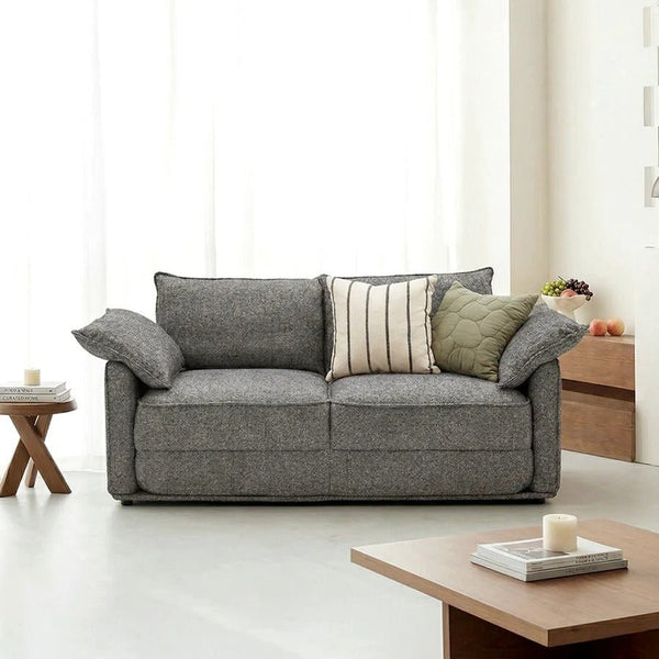 Barghouti Two Seater Sofa Bed, Linen Upholstered Pull Out Double Sofa Bed, Modern Fold Out Sleeper Sofa for Living Room & Guest Room, Dark Grey - Sleek Furniture