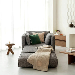 Barghouti Two Seater Sofa Bed, Linen Upholstered Pull Out Double Sofa Bed, Modern Fold Out Sleeper Sofa for Living Room & Guest Room, Dark Grey - Sleek Furniture