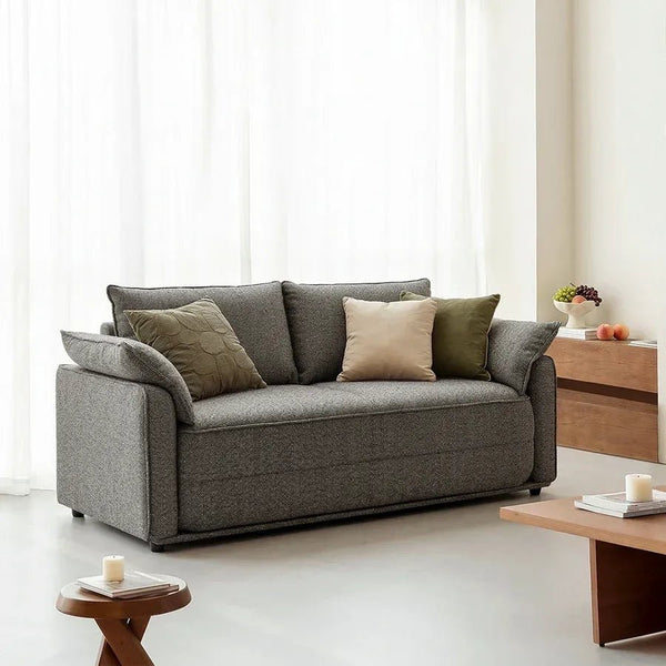 Barghouti Two Seater Sofa Bed, Linen Upholstered Pull Out Double Sofa Bed, Modern Fold Out Sleeper Sofa for Living Room & Guest Room, Dark Grey - Sleek Furniture