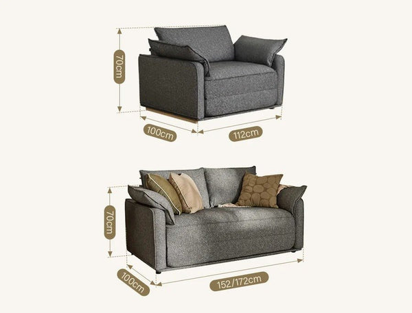 Barghouti Two Seater Sofa Bed, Linen Upholstered Pull Out Double Sofa Bed, Modern Fold Out Sleeper Sofa for Living Room & Guest Room, Dark Grey - Sleek Furniture