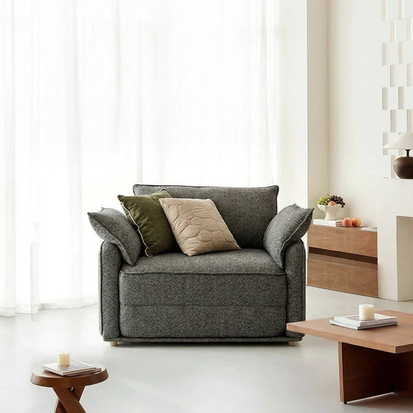 Barghouti Two Seater Sofa Bed, Linen Upholstered Pull Out Double Sofa Bed, Modern Fold Out Sleeper Sofa for Living Room & Guest Room, Dark Grey - Sleek Furniture