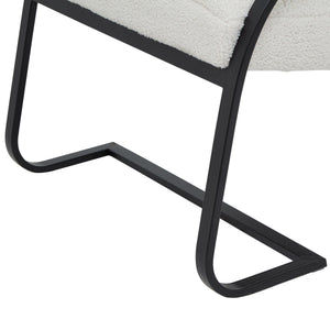 Boucle Ribbed Ark Chair – Ergonomic, Luxury Fabric & Metal Accent Chair, Black/Grey - My Store