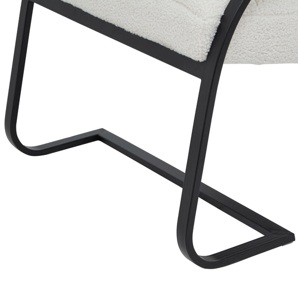 Boucle Ribbed Ark Chair – Ergonomic, Luxury Fabric & Metal Accent Chair, Black/Grey - My Store