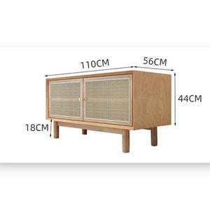 Bernadette Rattan & Oak Wardrobe – Contemporary Hallway Storage Cabinet with Natural Rattan Detailing, Wooden Finish Storage Unit for Bedroom & Entryway - Sleek Furniture