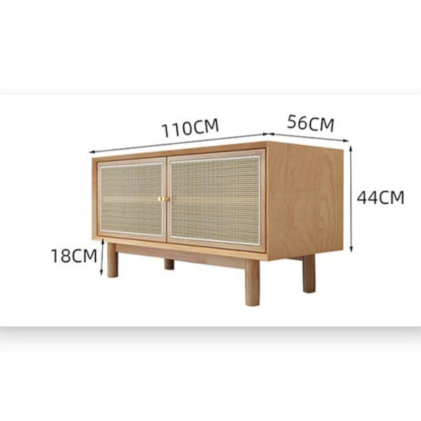 Bernadette Rattan & Oak Wardrobe – Contemporary Hallway Storage Cabinet with Natural Rattan Detailing, Wooden Finish Storage Unit for Bedroom & Entryway - Sleek Furniture