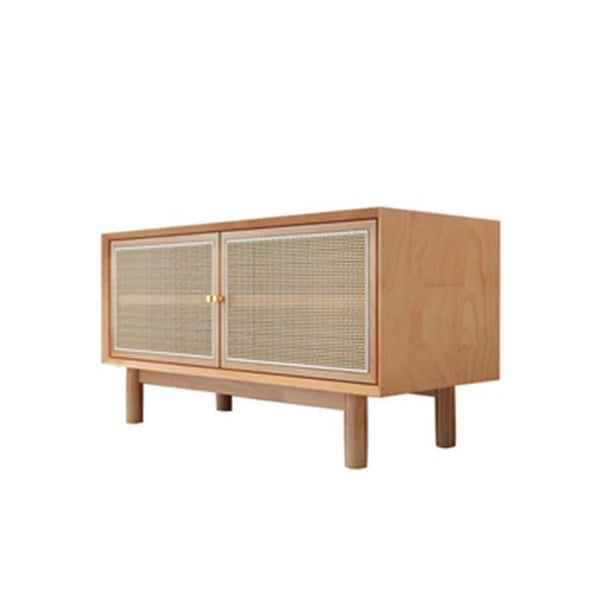 Bernadette Rattan & Oak Wardrobe – Contemporary Hallway Storage Cabinet with Natural Rattan Detailing, Wooden Finish Storage Unit for Bedroom & Entryway - Sleek Furniture