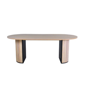 Bianca Oval Dining Table 200x90cm | White Wash Modern Ribbed Design