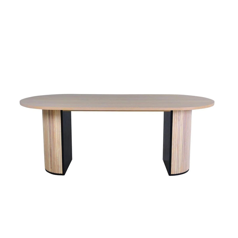 Bianca Oval Dining Table 200x90cm | White Wash Modern Ribbed Design