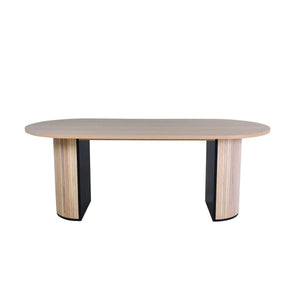 Bianca Oval Dining Table 200x90cm | White Wash Modern Ribbed Design