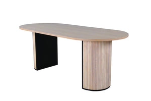 Bianca Oval Dining Table 200x90cm | White Wash Modern Ribbed Design