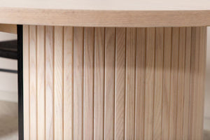 Bianca Oval Dining Table 200x90cm | White Wash Modern Ribbed Design