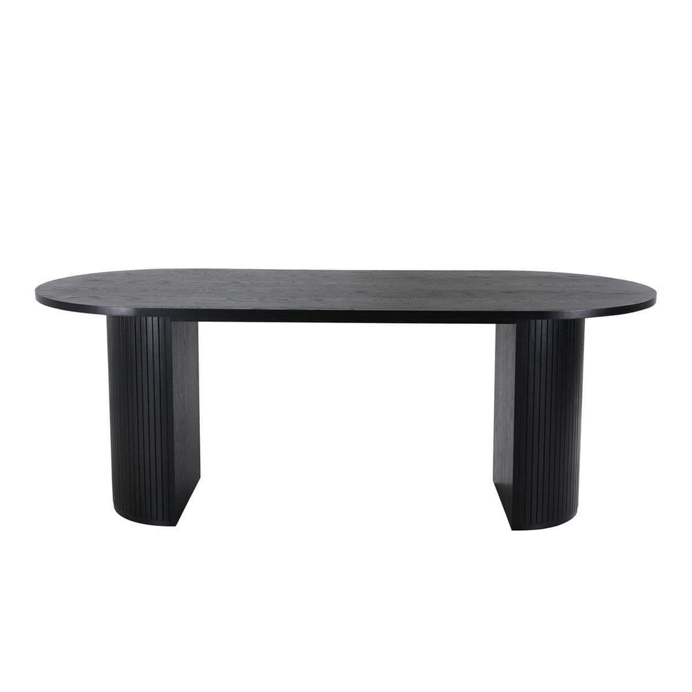 Bianca Oval Dining Table | Walnut Finish, Modern Ribbed Base( Black)