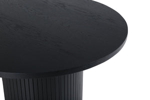 Bianca Oval Dining Table | Walnut Finish, Modern Ribbed Base( Black)