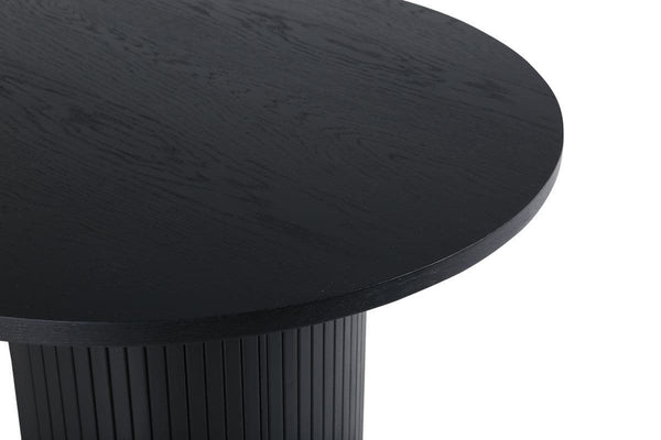 Bianca Oval Dining Table | Walnut Finish, Modern Ribbed Base( Black)