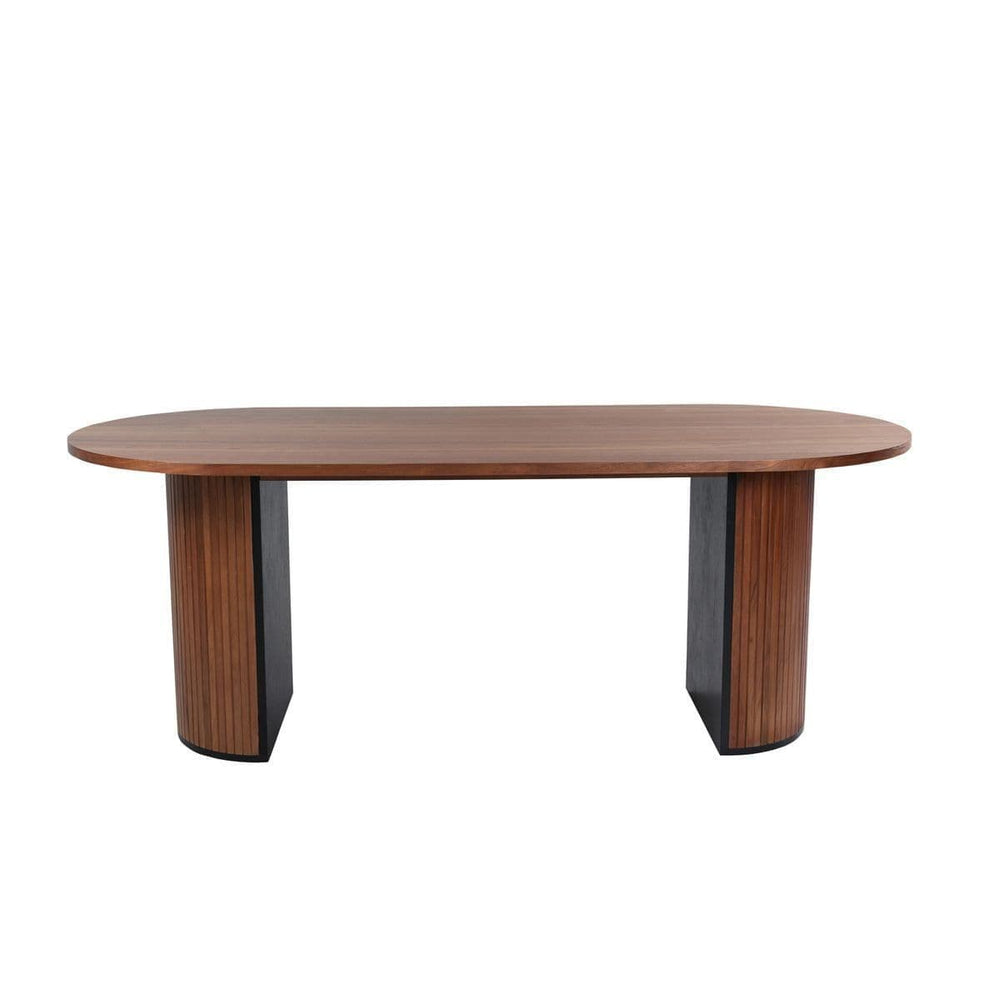 Bianca Oval Dining Table | Walnut Finish, Modern Ribbed Base