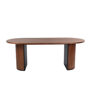 Bianca Oval Dining Table | Walnut Finish, Modern Ribbed Base