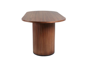 Bianca Oval Dining Table | Walnut Finish, Modern Ribbed Base