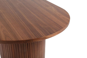 Bianca Oval Dining Table | Walnut Finish, Modern Ribbed Base