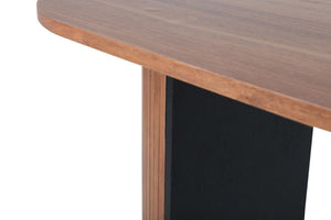 Bianca Oval Dining Table | Walnut Finish, Modern Ribbed Base