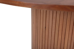 Bianca Round Dining Table | Walnut MDF with Ribbed Cylindrical Base