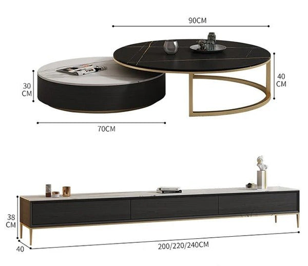 Bigbiglife Modern Sintered Stone TV Stand with Steel Frame – Contemporary Entertainment Unit for Living Room - Sleek Furniture