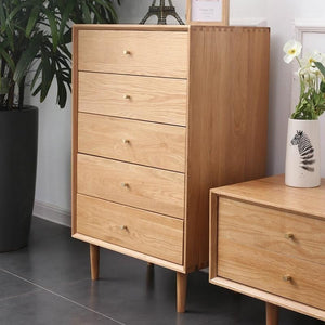 Billy & Pavia Chest of Drawers, Light Oak Finish with Solid Wood Frame & Natural Rattan Detailing, Contemporary Modern Storage Unit for Bedroom & Living Room - Sleek Furniture