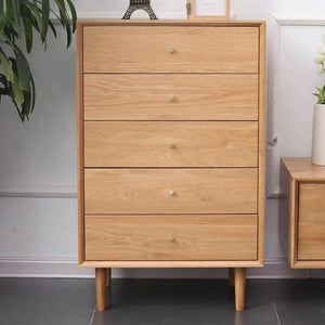 Billy & Pavia Chest of Drawers, Light Oak Finish with Solid Wood Frame & Natural Rattan Detailing, Contemporary Modern Storage Unit for Bedroom & Living Room - Sleek Furniture