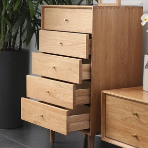 Billy & Pavia Chest of Drawers, Light Oak Finish with Solid Wood Frame & Natural Rattan Detailing, Contemporary Modern Storage Unit for Bedroom & Living Room - Sleek Furniture