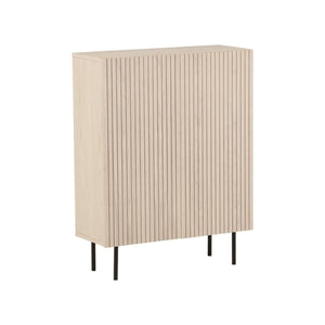 Björkön High Cabinet with Ribbed Doors and Shelves | Whitewash Scandinavian Storage Furniture