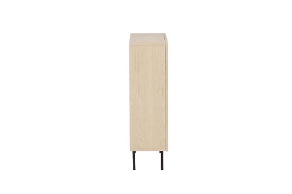 Björkön High Cabinet with Ribbed Doors and Shelves | Whitewash Scandinavian Storage Furniture