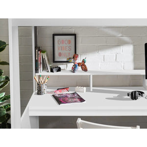 Blaze Gaming High Sleeper Bed Frame with Integrated Desk, Storage Drawers & Shelving – White - Sleek Furniture