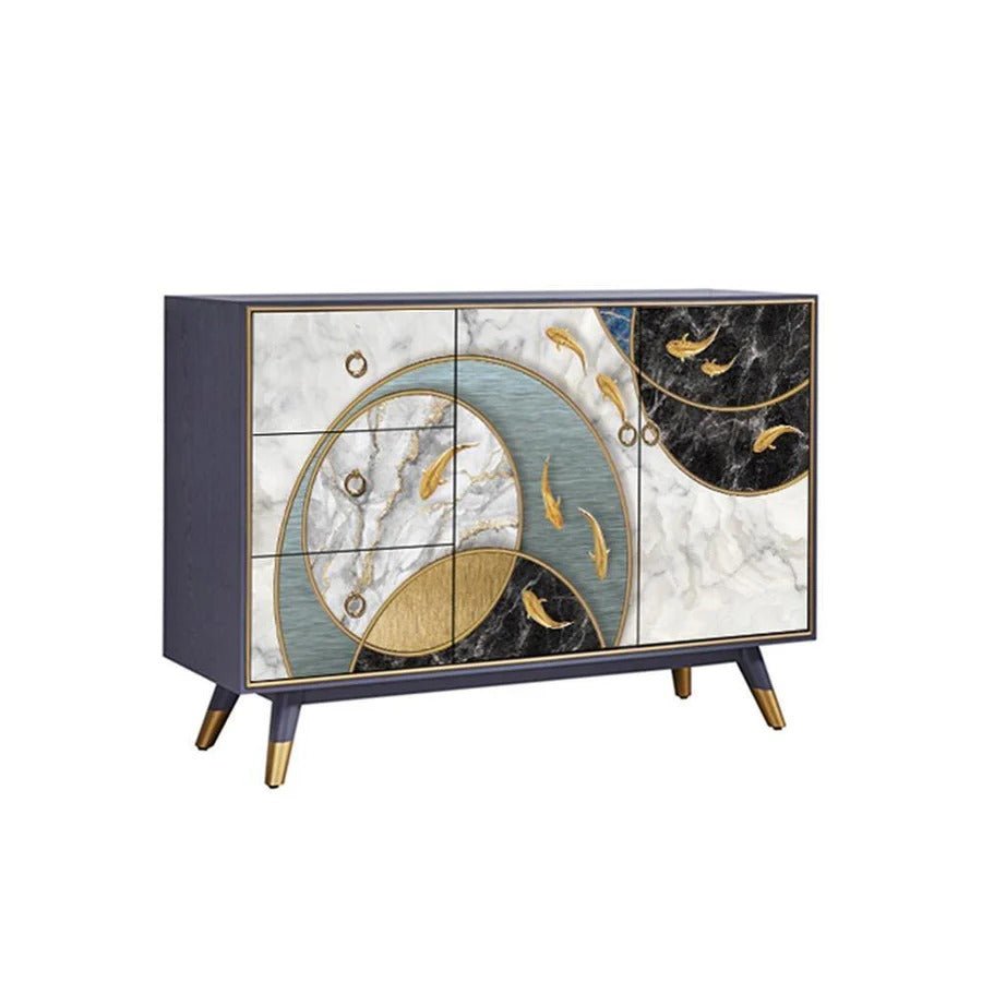 Blossbury Modern Sideboard Cabinet, Black Plywood & Painted Steel Storage Unit with Legs, Contemporary Living Room Sideboard - Sleek Furniture